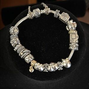 Elegant sterling Silver pandora Charm Bracelet